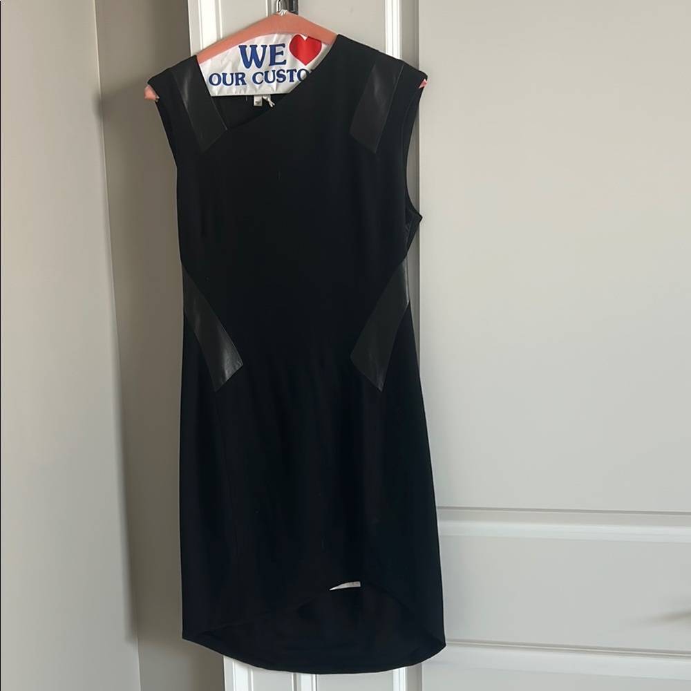 Helmut Lang Black Sleeveless Dress with Lamb Leather detail
